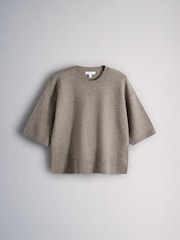The Set 3 Pack Crew Neck Knitted T-Shirts Oatmeal/Stone Brown/Chocolate Brown - Image 8 of 11