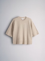 The Set 3 Pack Crew Neck Knitted T-Shirts Oatmeal/Stone Brown/Chocolate Brown - Image 9 of 11