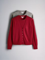 The Set 2 Pack Mock Layer Cardigans Red/Light Grey - Image 2 of 10
