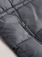 Teal Grey Shower Resistant Hooded Long Padded Puffer Coat - Image 7 of 8