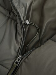 Khaki Green Shower Resistant Hooded Long Wadded Coat - Image 4 of 4