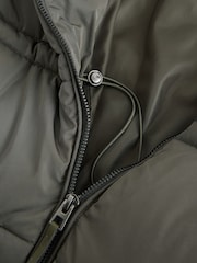 Khaki Green Shower Resistant Hooded Long Padded Puffer Coat - Image 9 of 9