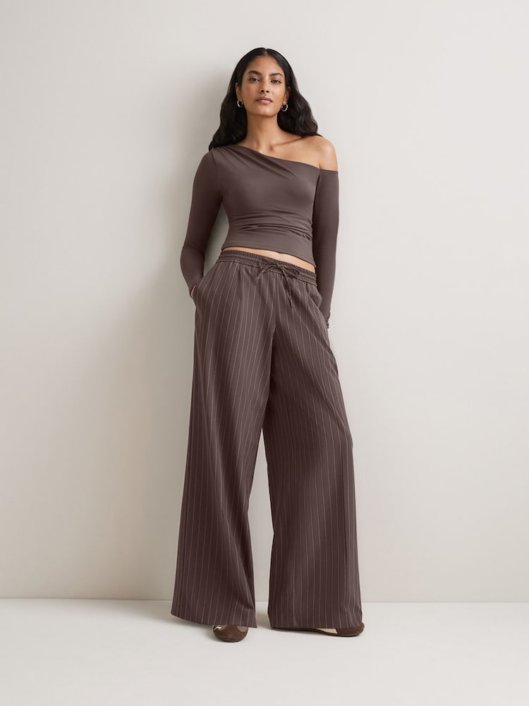Tala Brown Drawstring Wide Leg Trousers - Image 1 of 3