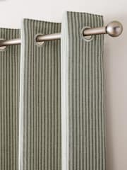 Green Brushed Stripe Super Thermal Eyelet Curtains - Image 1 of 6