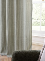 Green Brushed Stripe Super Thermal Eyelet Curtains - Image 5 of 6
