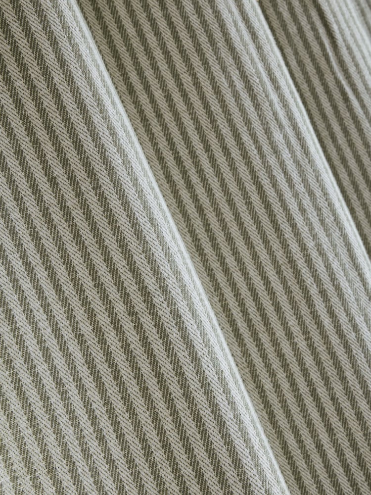 Green Brushed Stripe Super Thermal Eyelet Curtains - Image 6 of 6