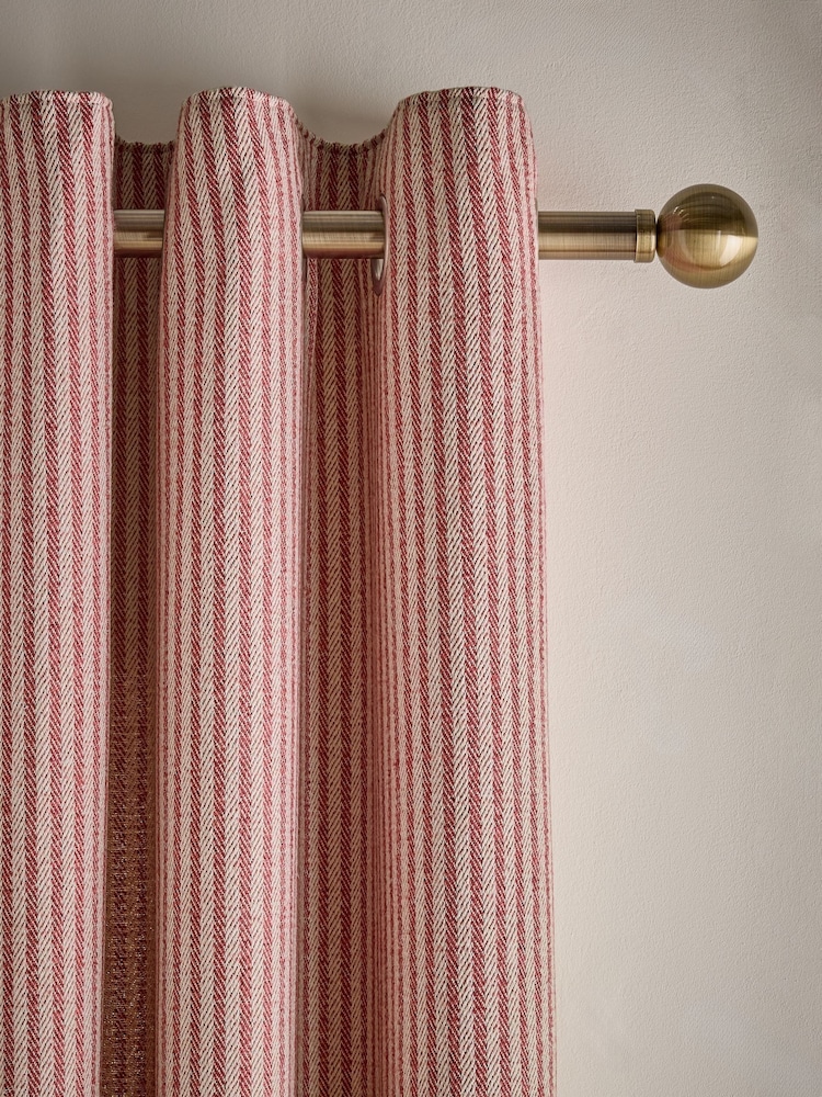 Pink Brushed Stripe Super Thermal Eyelet Curtains - Image 1 of 6