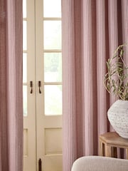 Pink Brushed Stripe Super Thermal Eyelet Curtains - Image 5 of 6