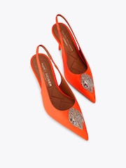 Kurt Geiger London Orange Large Eagle Sling Sandals - Image 2 of 4