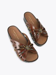 Kurt Geiger London Boho Butterfly Flat Brown Sandals - Image 3 of 6