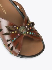 Kurt Geiger London Boho Butterfly Flat Brown Sandals - Image 5 of 6