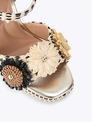 Carvela Black Sorrento Flower Wedge Sandals - Image 5 of 6
