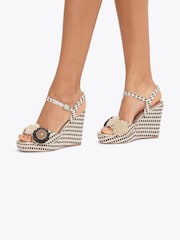Carvela Black Sorrento Flower Wedge Sandals - Image 6 of 6