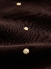 Chocolate Brown/Gold Spot Long Sleeve V-Neck Tie Cord Mini Dress - Image 7 of 7
