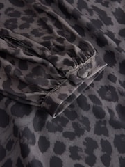 Grey Animal Long Sleeve V-Neck Mini Dress - Image 2 of 3