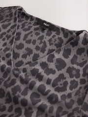 Grey Animal Long Sleeve V-Neck Mini Dress - Image 3 of 3