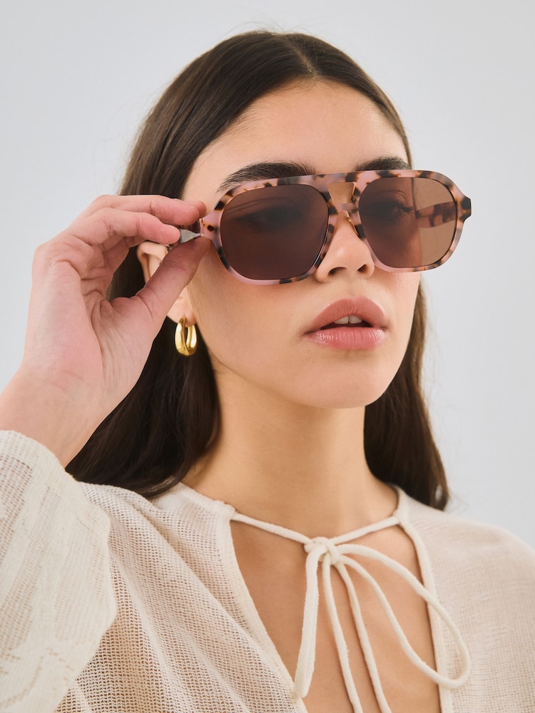 Pink Acetate Square Sunglasses - Image 1 of 5 Pink Acetate Square Sunglasses - Image 1 of 5