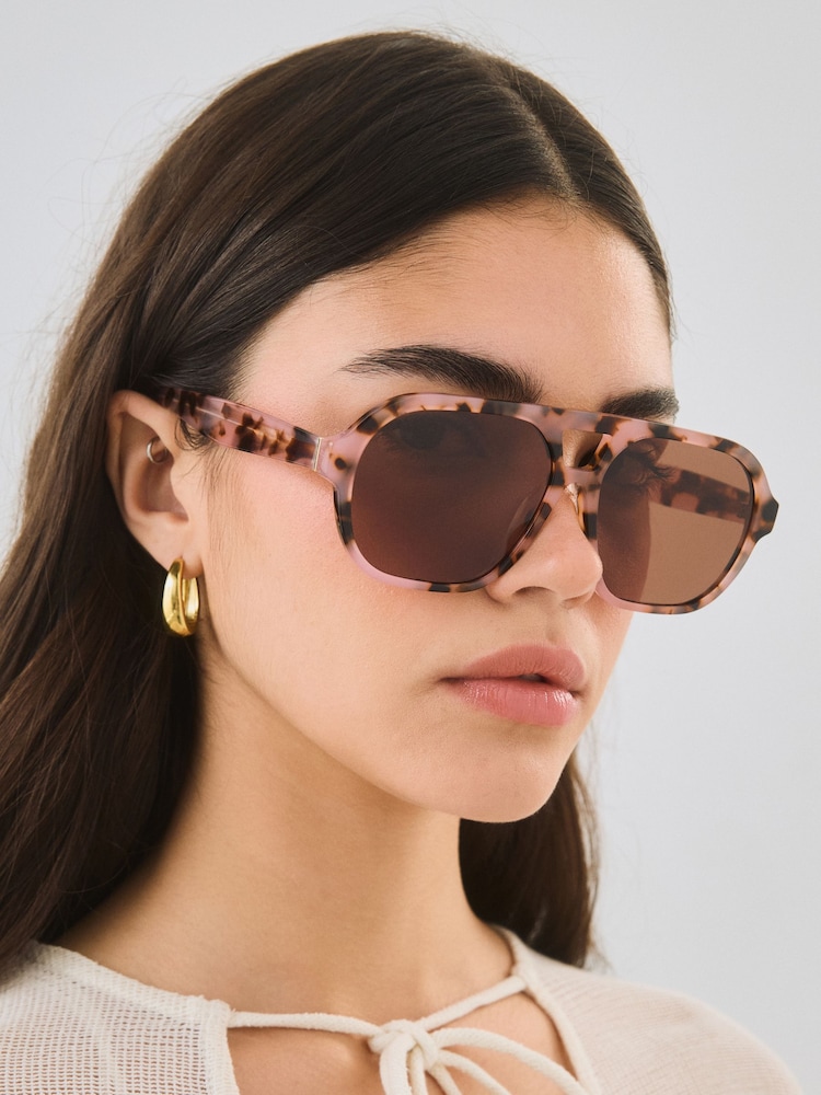 Pink Acetate Square Sunglasses - Image 2 of 5 Pink Acetate Square Sunglasses - Image 2 of 5