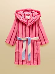 Joules Girls' Snug Pink Stripe Dressing Gown - Image 1 of 4