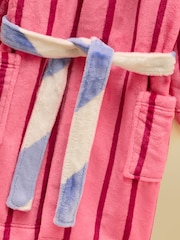 Joules Girls' Snug Pink Stripe Dressing Gown - Image 3 of 4