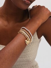 Mood מארז של 4 צמידים בעיטור לב בשני גוונים - תמונה 3 מתוך 3