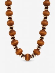 Mood Gold Tone Wood Orb Necklace - Image 1 of 1