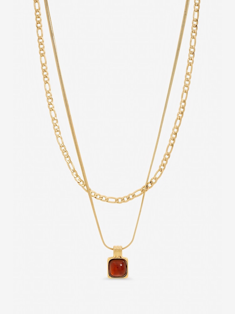Mood Tone Double Layer Chain and Resin Necklace - Kuva 1 / 1