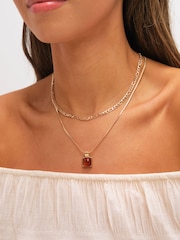 Mood Gold Tone Double Layer Chain and Resin Necklace - Image 3 of 3