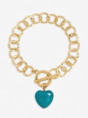 Mood Tone Turquoise Heart T-Bar Bracelet - Afbeelding 1 van 1