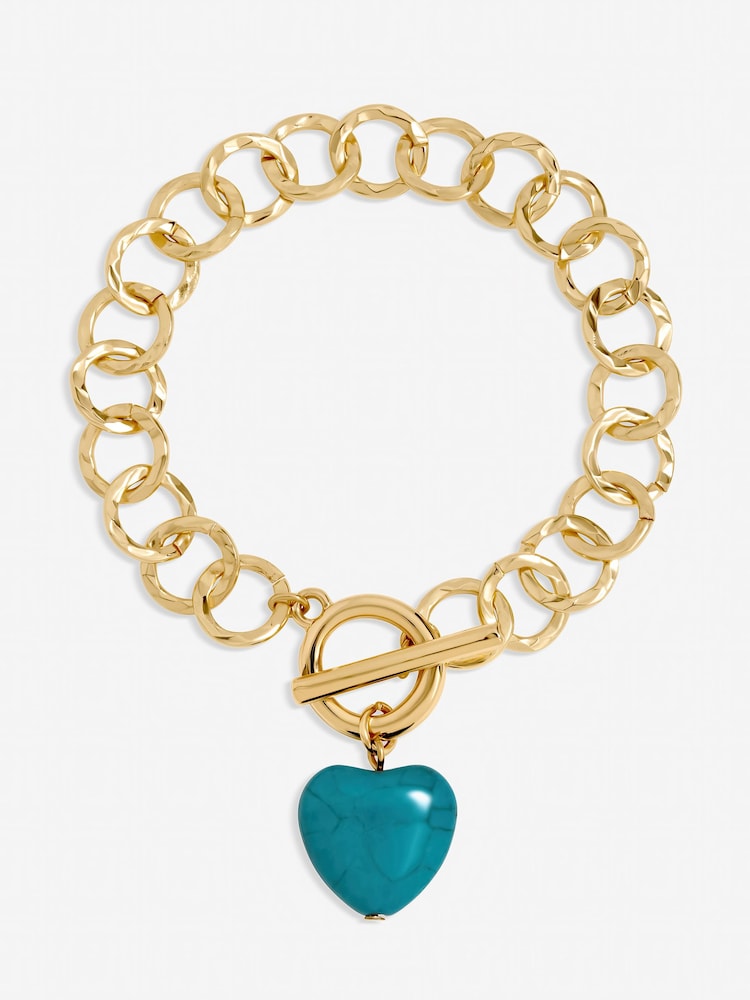 Mood Tone Turquoise Heart T-Bar Bracelet - Afbeelding 1 van 1