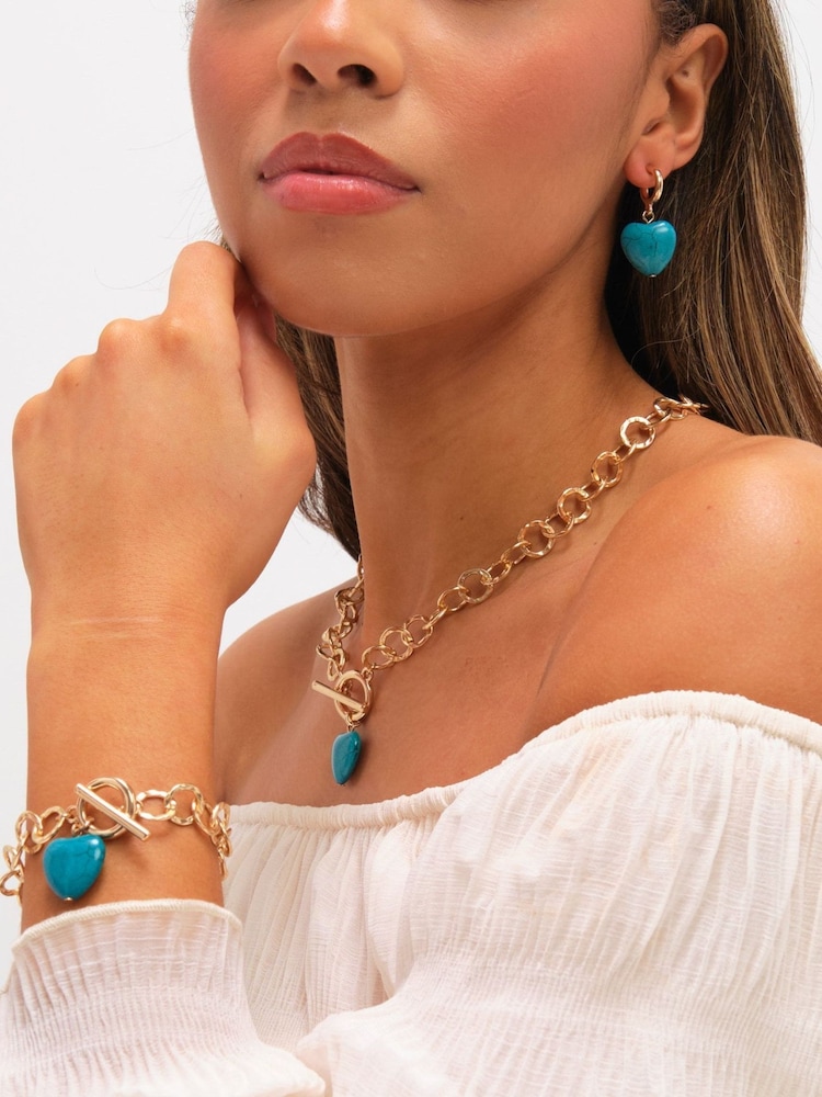 Mood Turquoise 心形T字手链 - 4的图像2｝