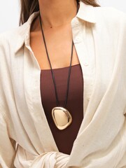 Mood Silver Tone Statement Polished Cord Necklace - Image 2 of 3