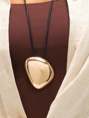 Mood Silver Tone Statement Polished Cord Necklace - Image 3 of 3