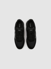 Reiss All Black Hudson Suede-Trim Runner Trainers - Image 2 of 4