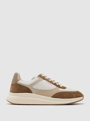 Reiss White/ Camel Hudson Suede-Trim Runner Trainers - Image 2 of 5