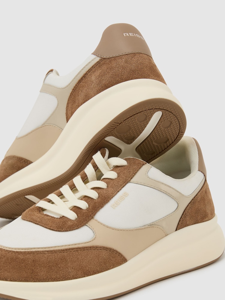 Reiss White/ Camel Hudson Suede-Trim Runner Trainers - Image 5 of 5 Reiss White/ Camel Hudson Suede-Trim Runner Trainers - Image 5 of 5
