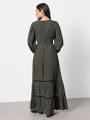 FatFace Eden Navy Ditsy Petite Jacquard Maxi Dress - Image 2 of 6