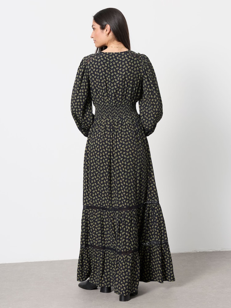 FatFace Eden Navy Ditsy Petite Jacquard Maxi Dress - Image 2 of 6 FatFace Eden Navy Ditsy Petite Jacquard Maxi Dress - Image 2 of 6