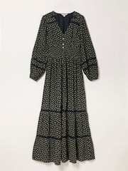 FatFace Eden Navy Ditsy Petite Jacquard Maxi Dress - Image 6 of 6