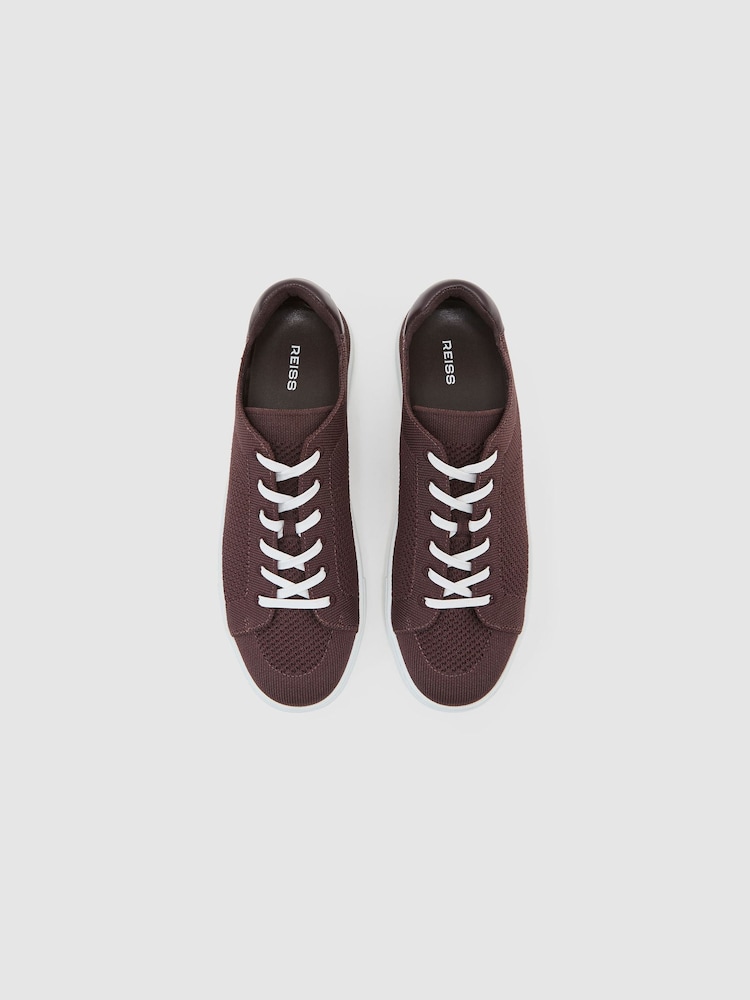 Reiss Plum Purple Finley Knitted Low-Top Trainers - Image 2 of 3