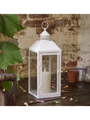 Lights4fun Perth Medium White Garden Lantern with TruGlow Candle and Remote Control - Image 4 of 4
