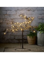 Lights4fun Brown Rattan Light Up Leaping Bunny - Image 1 of 4