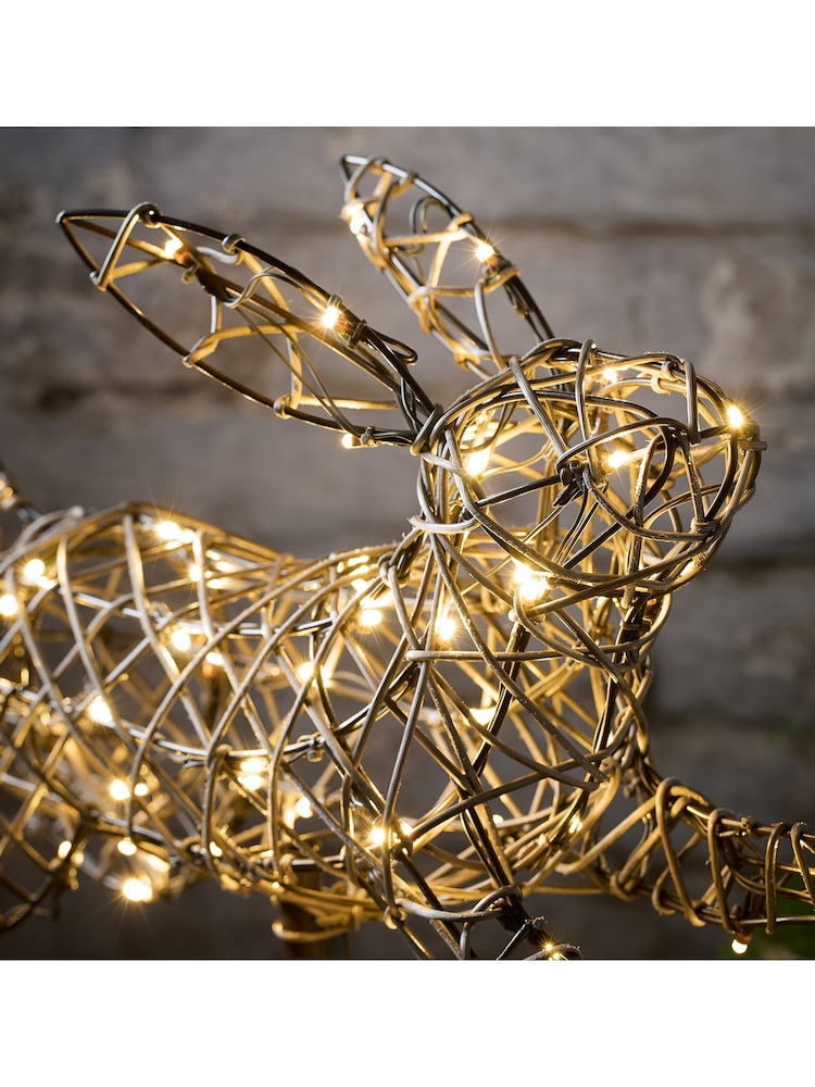 Lights4fun Brown Rattan Light Up Leaping Bunny - Image 2 of 4