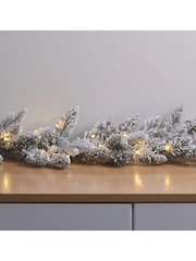 Lights4fun 1.5m Pre Lit Snowy Christmas Garland - Image 1 of 4