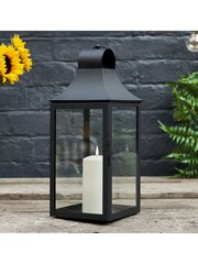 Lights4fun 45cm Albury Black Garden Lantern with TruGlow Candle - Image 1 of 4