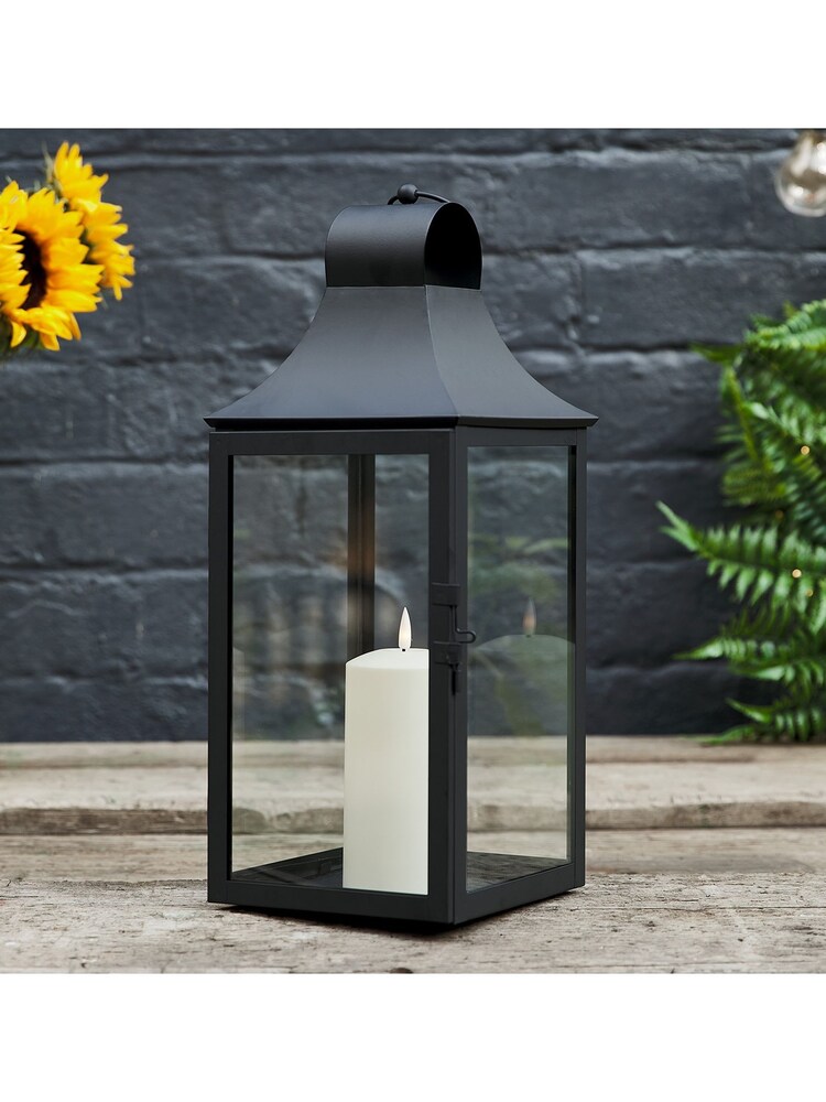 Lights4fun 45cm Albury Black Garden Lantern with TruGlow Candle - Image 1 of 4