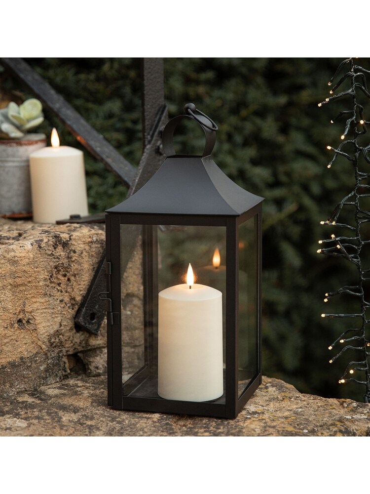 Lights4fun 45cm Albury Black Garden Lantern with TruGlow Candle - Image 2 of 4