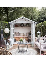 Lights4fun Perth Large White Garden Lantern with 3 TruGlow Candles - Image 2 of 4