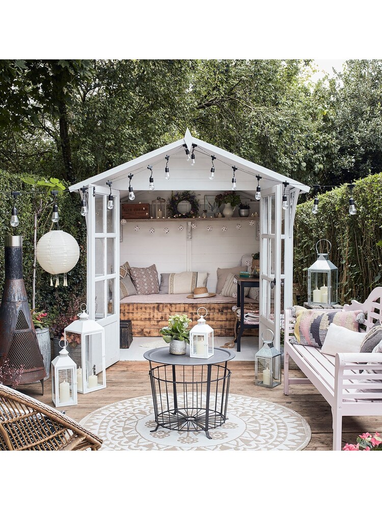 Lights4fun Perth Large White Garden Lantern with 3 TruGlow Candles - Image 2 of 4