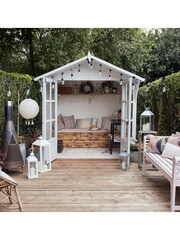 Lights4fun Perth Large White Garden Lantern with 3 TruGlow Candles - Image 3 of 4